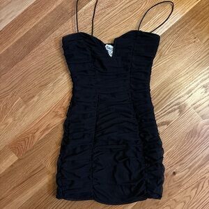 Princess Polly Black Ruched Mini Dress